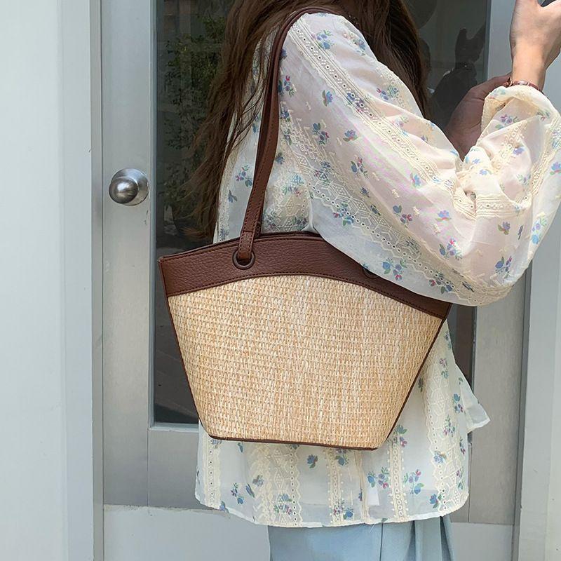 Holiday Beach Style Casual and Fashionable Versatile Vegetable Basket Shoulder Bag Fashionable Braided Bag