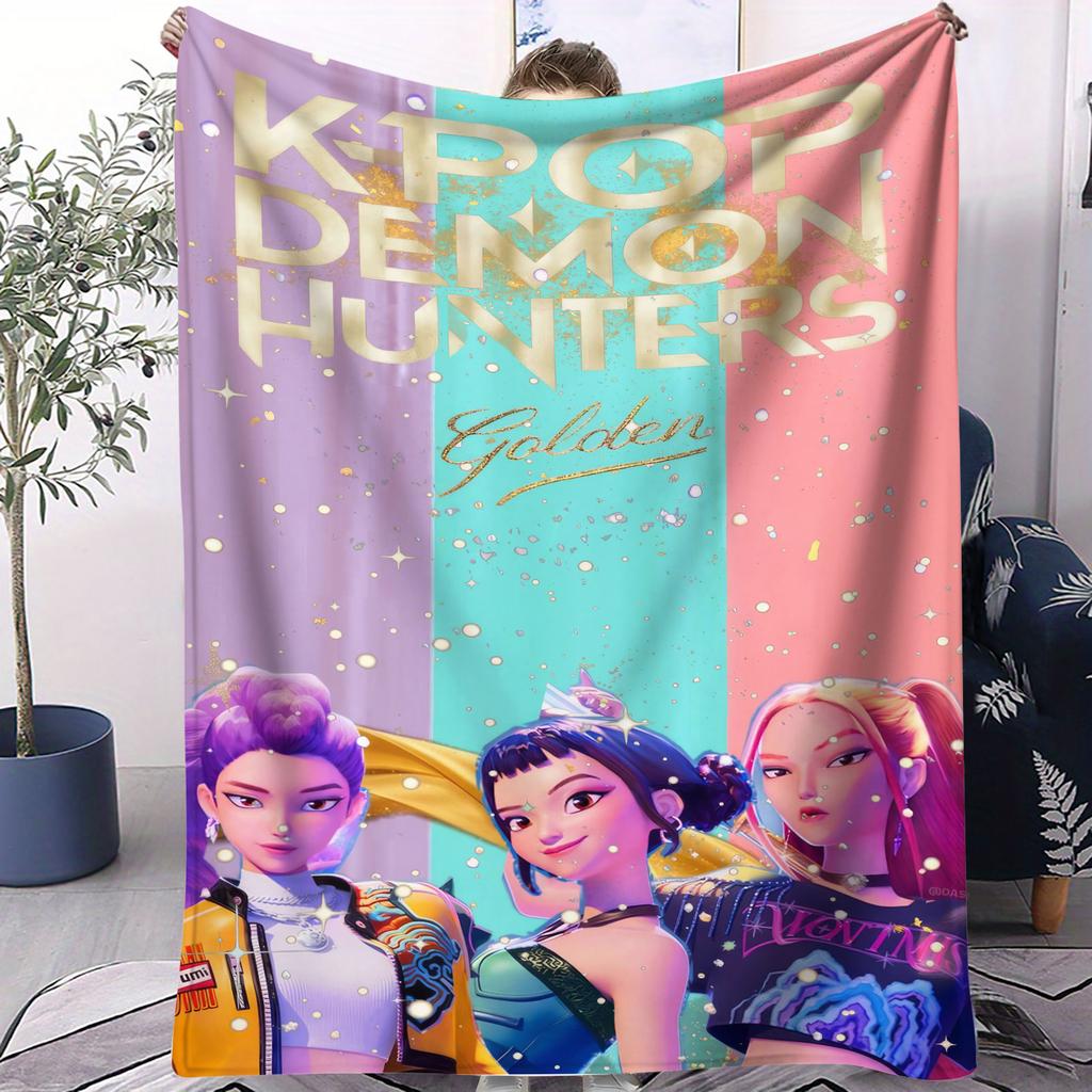 K Pop Demon Hunters Warmth Flannel Blanket Cover Soft Multifunctional Decorative Blanket Universal Blankets Holiday Gifts