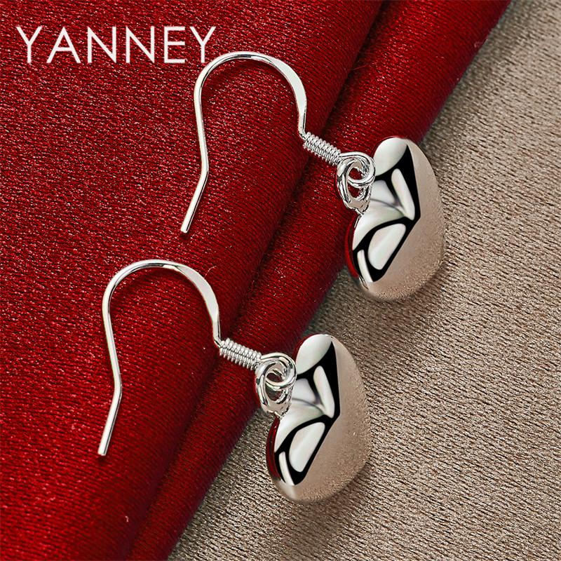 Exquisite 925 Sterling Silver Heart-Shaped Pendant Earrings, Fashionable Wedding Gift Accessories for Women