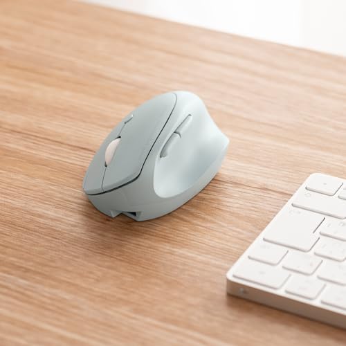 SANWA SUPPLY Silent Wireless Combo Compact Ergonomic Mouse (Rechargeable, 5 Buttons, Blue) MA-EWBBS522BL