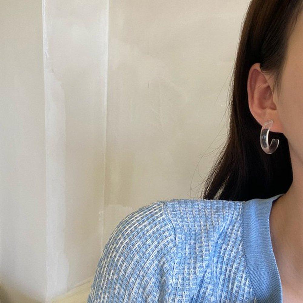 [Mood Share] Silver 92.5 Curved Acrylic Bold Earrings