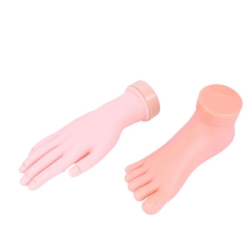 Nail Art Training Practice Hand Silicone Fake Hand Foot For Nail Art Training Display Manicure Tool