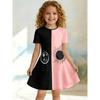 Cute Dress for Young Girls, Short Sleeved Round Neck Children's Party A-line Dress Suitable for Birthday Gifts