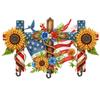 Wooden Flag & Flower Diamond Art Hanging Hooks Rhinestone Painting Coat Hook 3 Hooks Diamond Painting Hook Rail DIY Crafts Decor