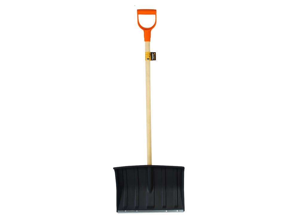 Snow shovel with wooden handle, 480x1200 - black, Teger
