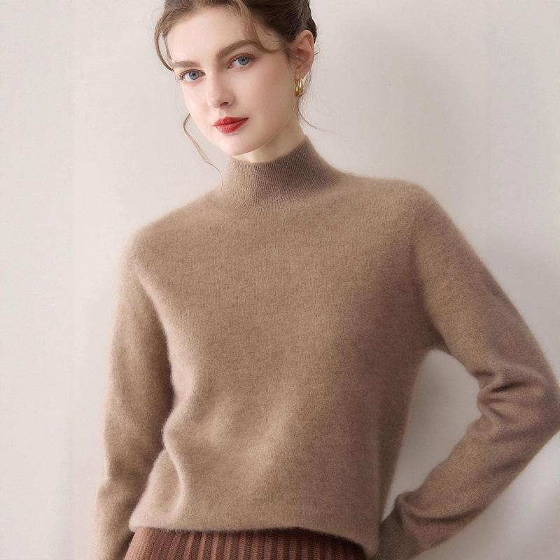 Women's 100% Pure Cashmere Sweater - Solid Color, Versatile & Warm Knit Base Layer.