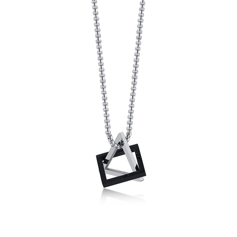 Vnox Retro Hollow Cube Pendant for Men Stainless Steel Square Vintage Necklace Punk Geometric Collier 24" Chain