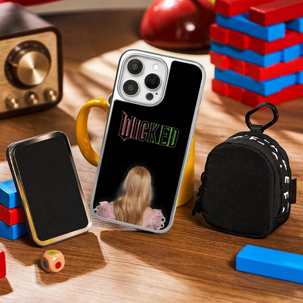Pink Wick-ed Classic Movie Poster Phone Case for iPhone 16 15 14 13 12 11 Pro Max Sheepskin Silver-edged Protective Case