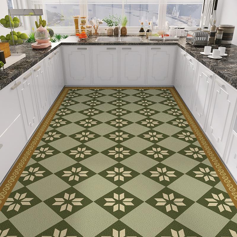 Home Kitchen Anti-oil Anti-slip Carpet PVC Leather Entrance Rugs Large Area Balcony Carpets Modern Living Room Decoration Rug