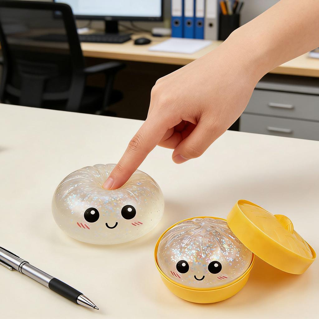 Realistic Giant Steamed Bun, A Toy With A Steamer, A Slow- Dough Ball Designed For Stress Relief.Glitter Dumpling