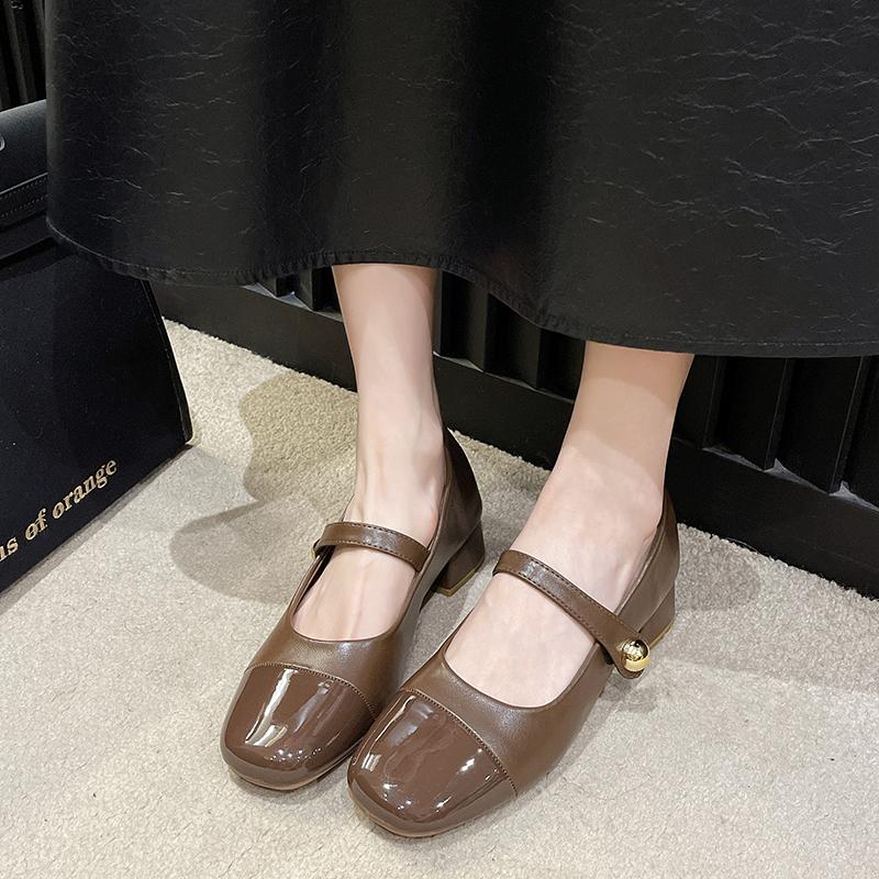 Moda Wiosna Nowe Grube Obcasy Pojedyncze Buty Damskie Kwadratowy Nosek Łączone Płytkie Wierzchy Antypoślizgowe Odporne na Ścieranie Buty Niskie