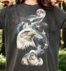 Vintage Bald Eagle Space Galaxy Moon 90s Graphic Comfort Colors® Tshirt, Retro Animal Faded Tee, Y2K Nature Bird Lover Gift