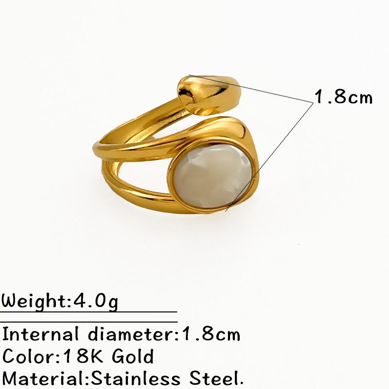 European-American Retro French Natural Stone Stainless Steel Ring Set