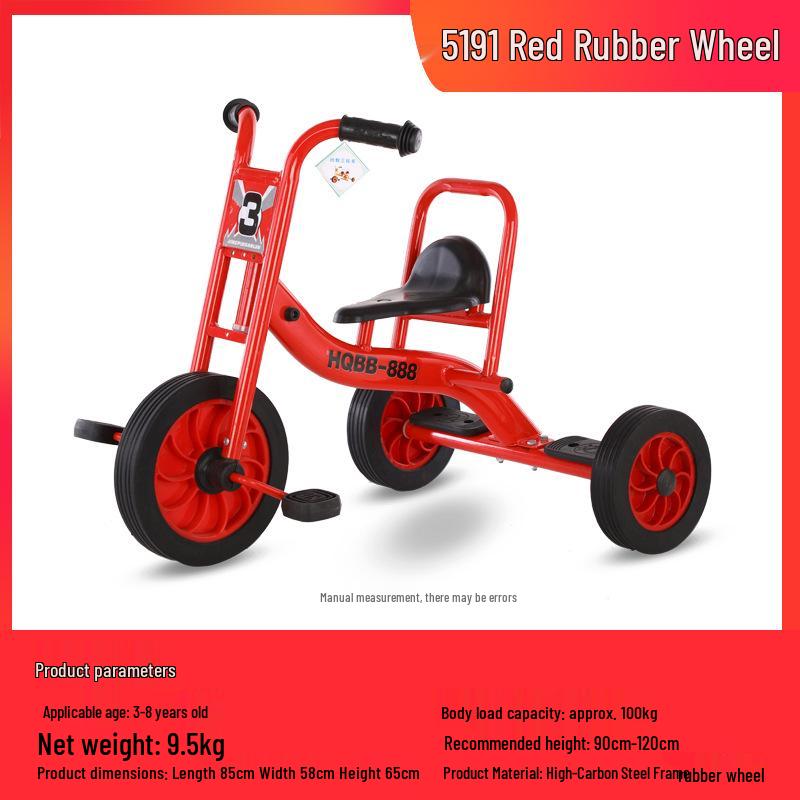 Children's Double Pedal Tricycle with Basket for Outdoor Play