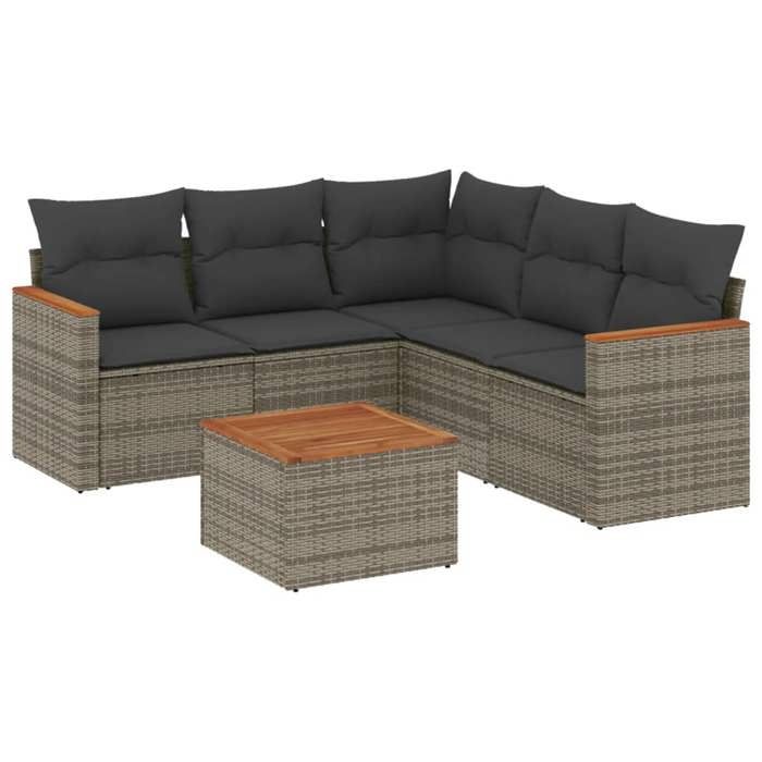 VidaXL Garden Lounge Set with Cushions 6 Pcs, Patio Sofas, Patio Furniture Set, Outdoor Furniture, Grey 3258371