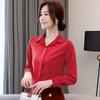 1111 Autumn New Satin Shirt Professional Long Sleeve Top Slim Bottom Lapel Solid Color Shirt Women's Lining
