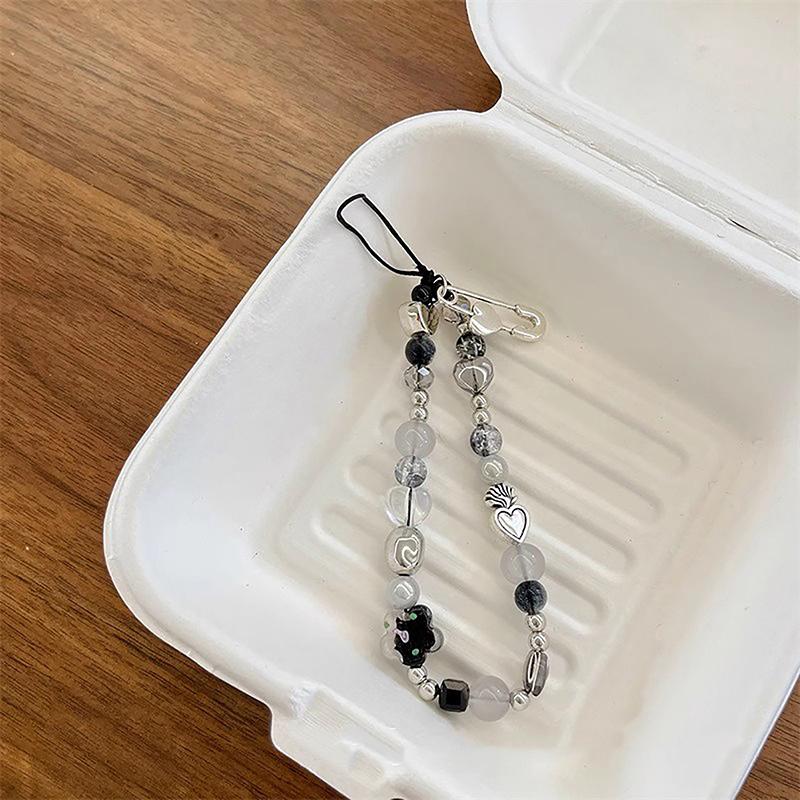 Ip İçin Samsung Aksesuarları Asma İp Y2K Kalp Telefon Takısı Askısı Çiçek Boncuklu Kolye Kore Bileklik Kız Takı