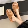2025 Autumn Wool Slippers Women's Daily Adult Slippers Korean Version Student Flat Heel Beach Shoes Outer Slippers