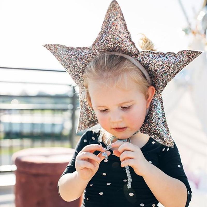 Stjärnhuvudstycke Klämma Krona Glitterig Stjärnhatt Hårstyling för Halloween Hårband Hatt Prinsessa Foto Rekvisita