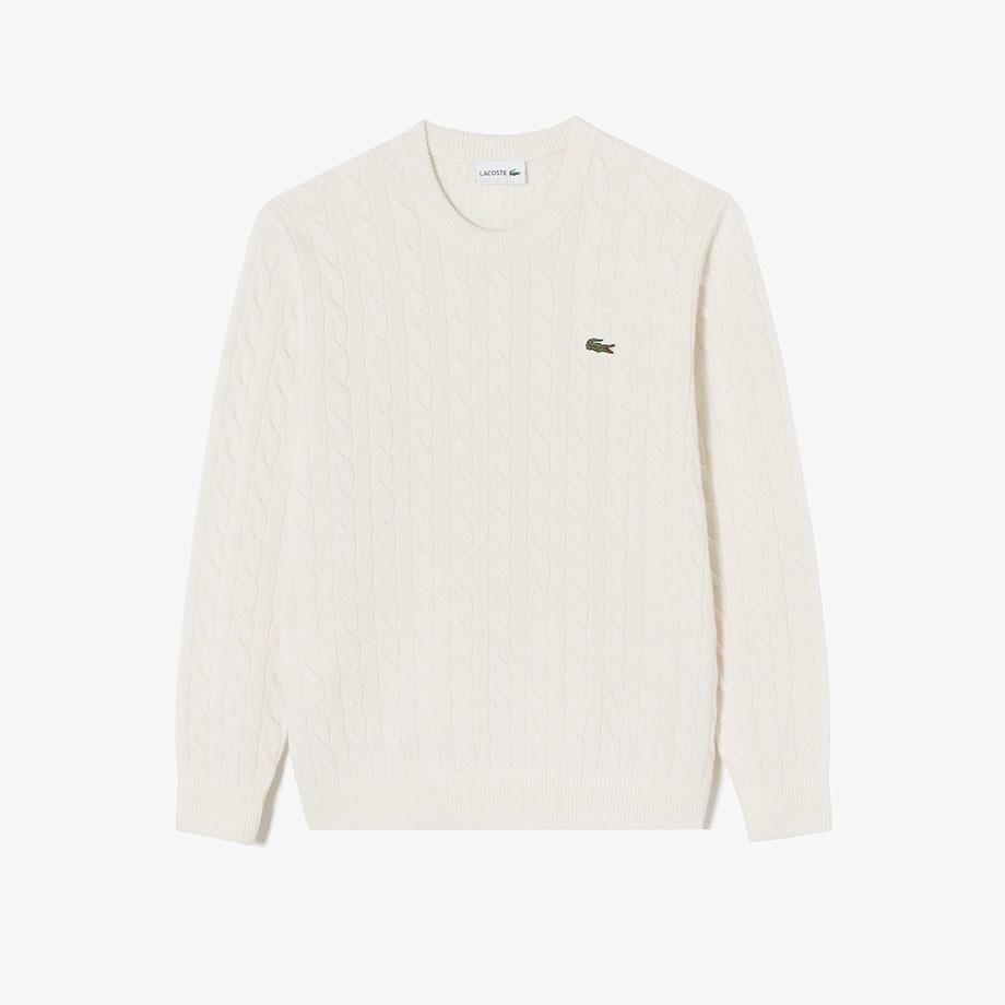 [Lacoste] Men's Cable Crew Neck Pullover AH816E-55NXFJ