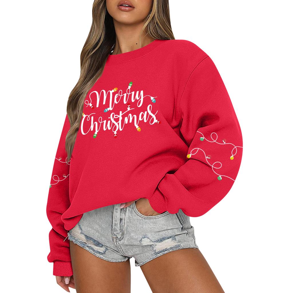Women  Tops Women's Long Sleeve Sweatshirt Casual Crewneck Loose Fit Pollover Fleece Tops