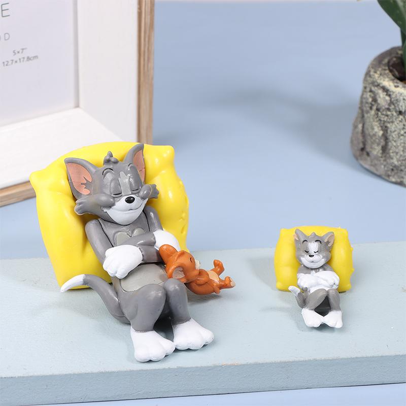 Sleeping Tom And Jerry Pillow Tom Cat Mouse Car Ornament Cute Desk Decorations Adorable Figurines Collectible Playful Ornaments