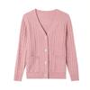 Temperament Elegant Style V-neck Knitted Sweater Top Autumn and Winter Fashion Loose Twist Pocket Sweater Jacket Women