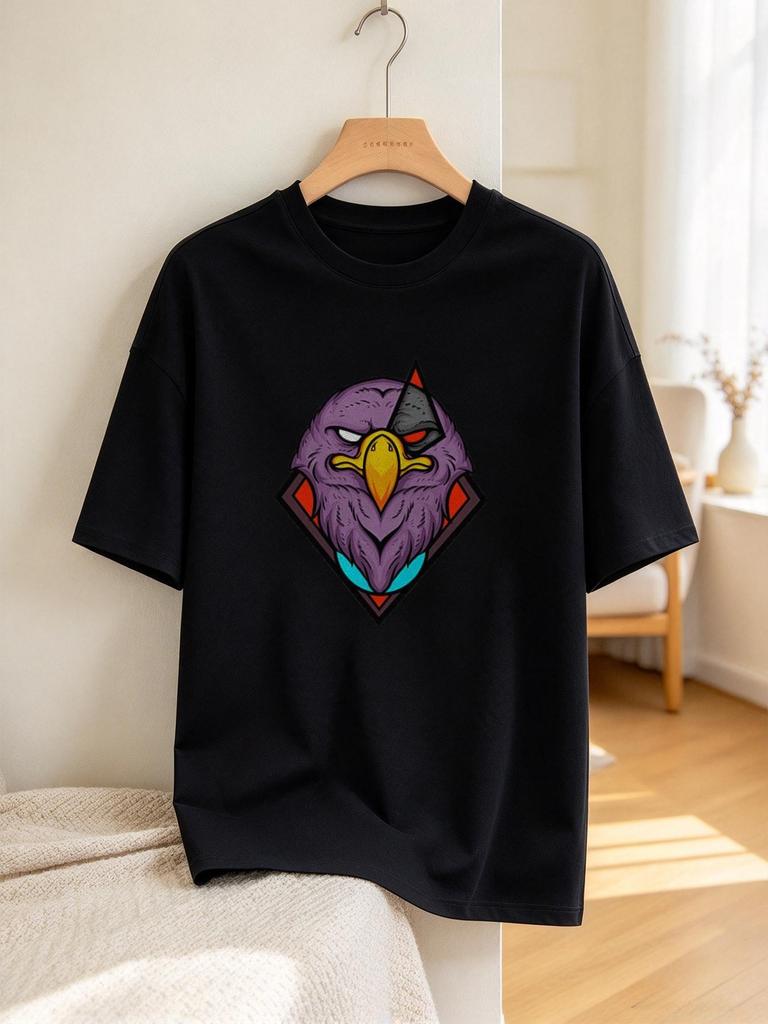 Unisex T-shirt Cool Eagle Print Casual Comfy Short Sleeve Top Daily Wear