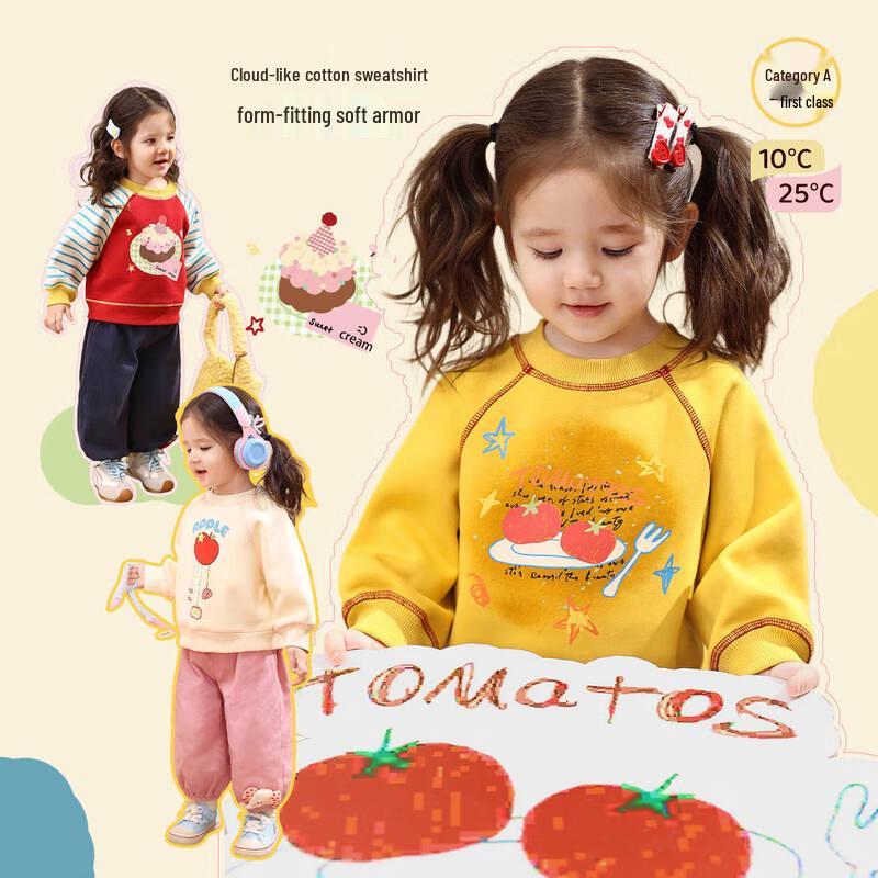 LUSON Baby Girls  Thickened Long Sleeve Sweatshirt 120