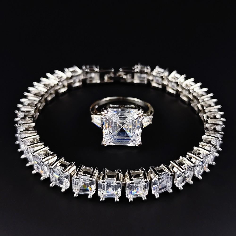 

Европейский и американский геометрический дизайн, кольцо и браслет, набор из двух предметов для женщин Size 6 белый