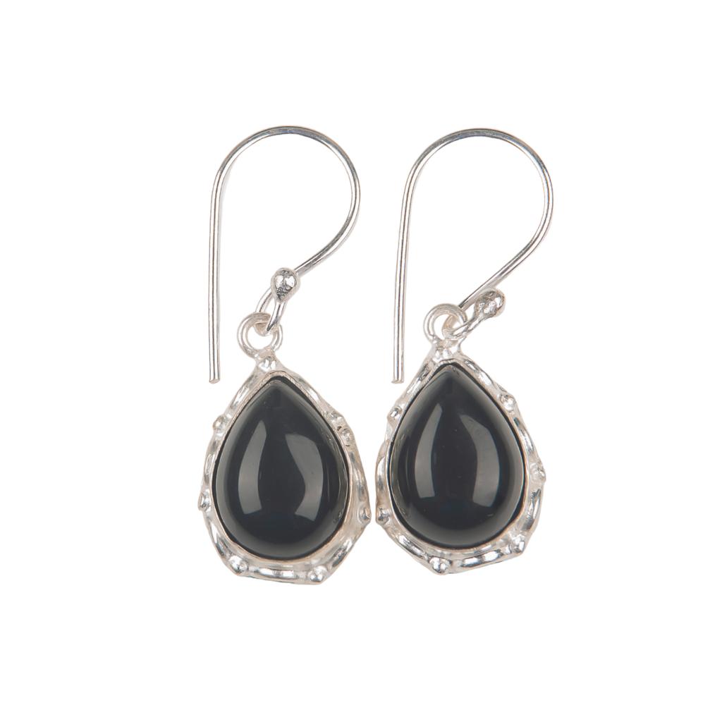 Black Tourmaline Gemstone 925 Sterling Silver Jewelry Handmade Earrings 1.30" EE-3-19