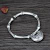 99% Pure Silver Ruyi Lock Bamboo Joint Bracelet for Women, Ethnic Retro, Open Bangle