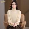 Jinju 100% Cashmere Mock Neck Hollow-Out Long Sleeve Sweater