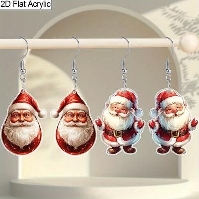 Weihnachtsgeschenk Acryl Damen Mode Hängeohrringe, Niedliche Weihnachtsmann Form Design Ohrringe Schmuck für Damen für den täglichen Gebrauch und Party-Wear