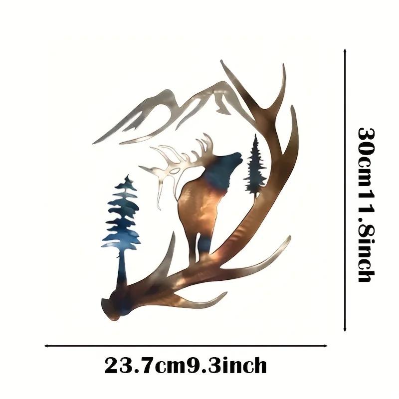 

1 шт. Металлическая настенная живопись в стиле загородного коттеджа - декоративная скульптура лося для гостиной, спальни, ванной комнаты светло-серый