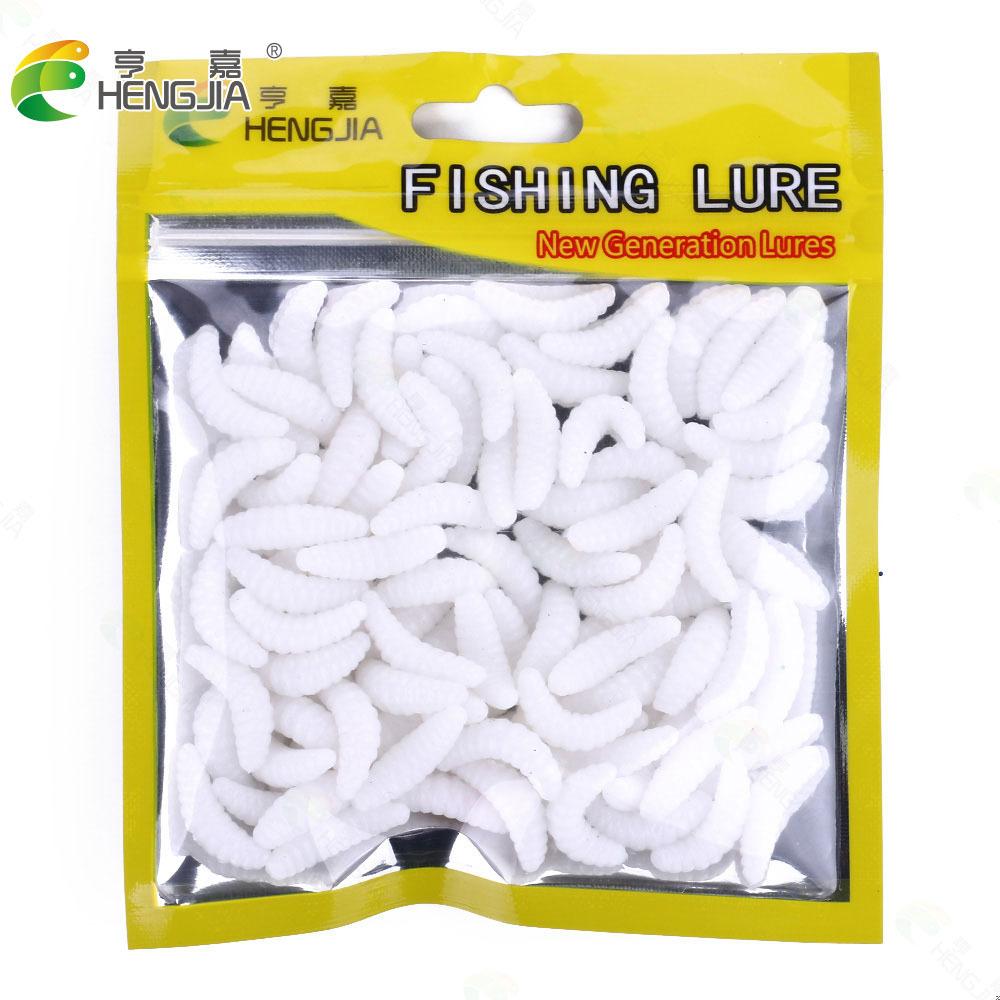 50 ks/krabice Svítící Silikonové Umělé Návnady na Červy LarvyMěkké Rybářské Lure Háčky Červí Zápach Svítící Návnady