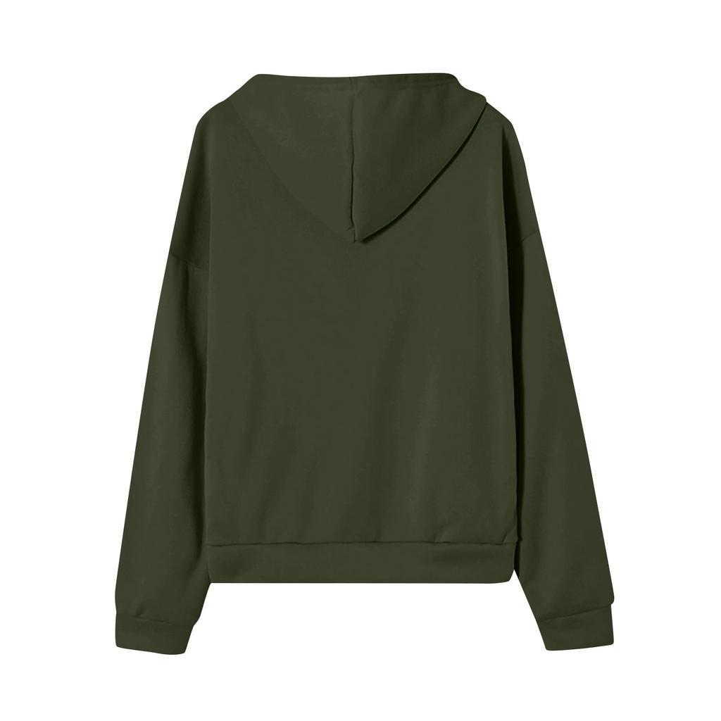 Women's Fashion Casual Long Sleeve Solid Color Hooded Sweatshirt Tops