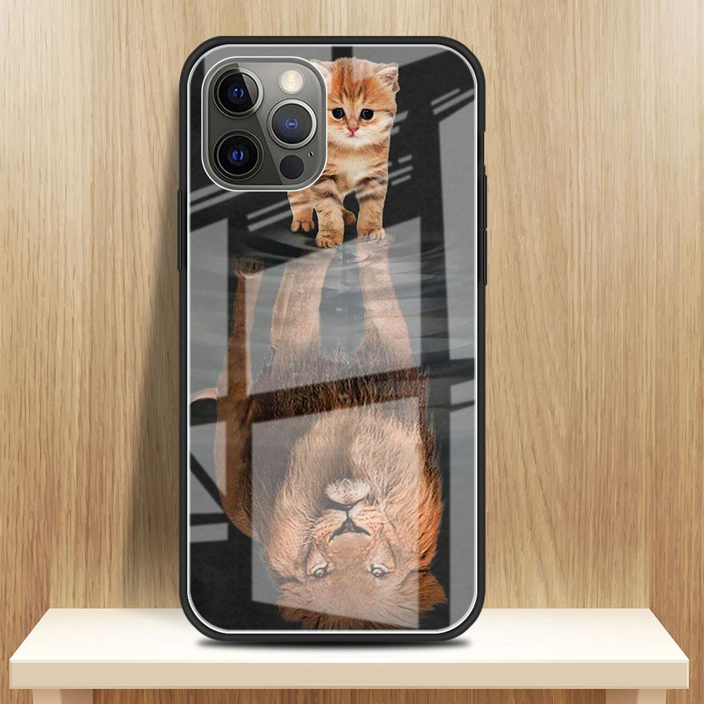 Wolf Dog Cat Bird Lion Tiger Animal Glass Case For Apple iPhone 14 13 Pro 11 12 7 8 Plus SE 2022 XR X XS Max 6 6S Phone Cover