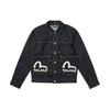 Palace X Evisu Co-Branded Logo Letter Denim Jacket With Turn-Down Collar And Single-Breasted Closure Unisex Outerwear Denim-Blue 2ESPAM4DJ1147XXDNINDX