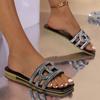 Large Size, Slippers, Ladies', Rhinestones, Flat Bottomed, Sandals, Outerwear, Square Toe, Sandals