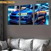 Arte da Parete per Auto 3D Tela ad Olio con Cornice in Pino