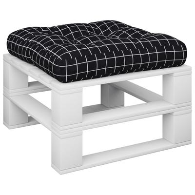 Pallet Cushion Black Checkered Pattern 50x50x12 Cm Fabric