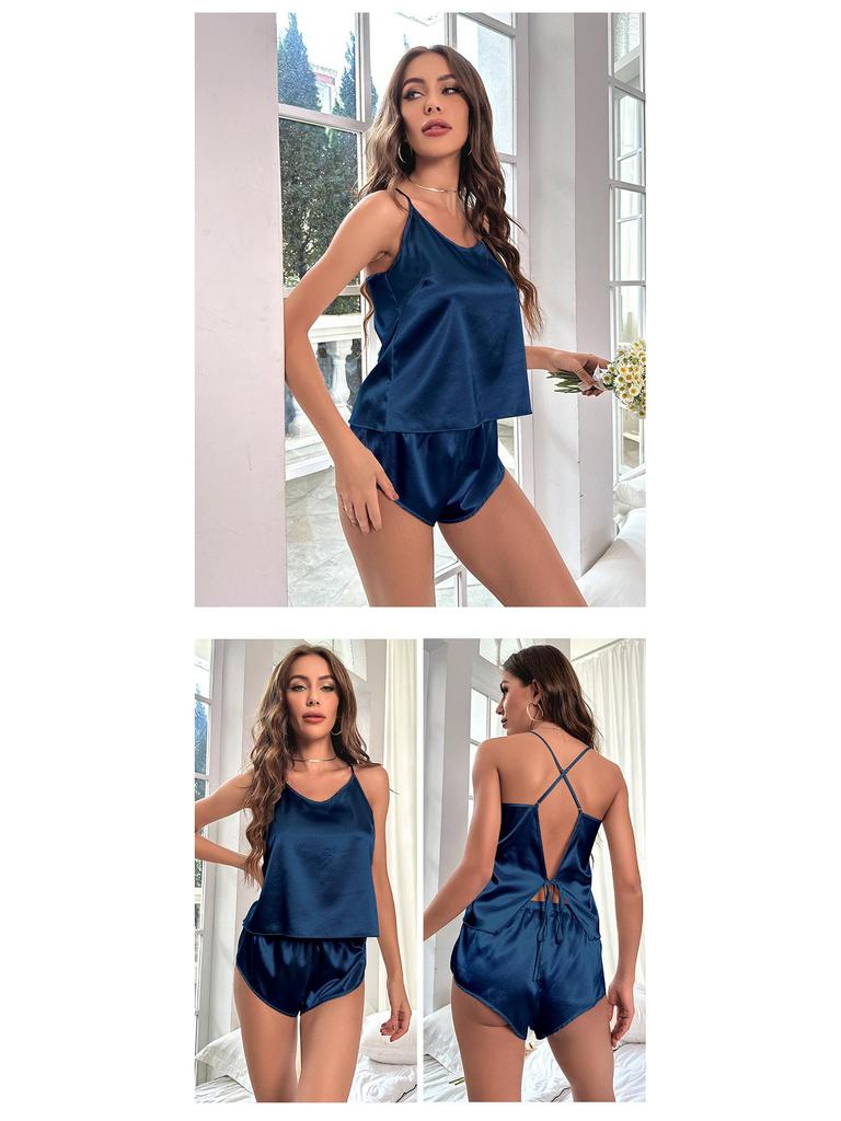 Ice Silk Women's Pajamas: Sexy Spring/Summer Camisole & Shorts Set