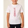 European sizes Boys' Short-Sleeve T-Shirt with Bow Tie Design, White Base with Randomly Placed Large And Small Red Heart Patterns