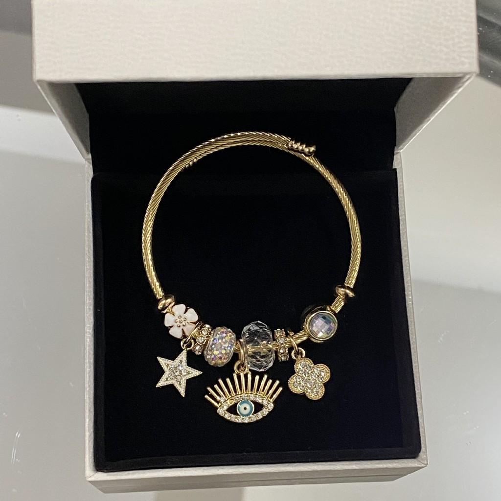 Fashion Demon Eye Pendant Bracelet Stainless Steel Enamel Star Clover For Women And Men