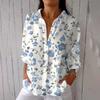 Women's Fashion Seven Sleeve Casual Lapel Back Tie Shirt Printed T-Shirt Top