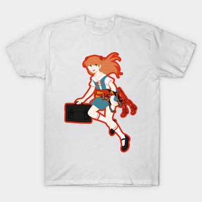 T-Shirt Damen Asuka Langley Soryu Harajuku Print Kawaii T-Shirt Sommer Kurzarm Damen T-Shirt Top Tee