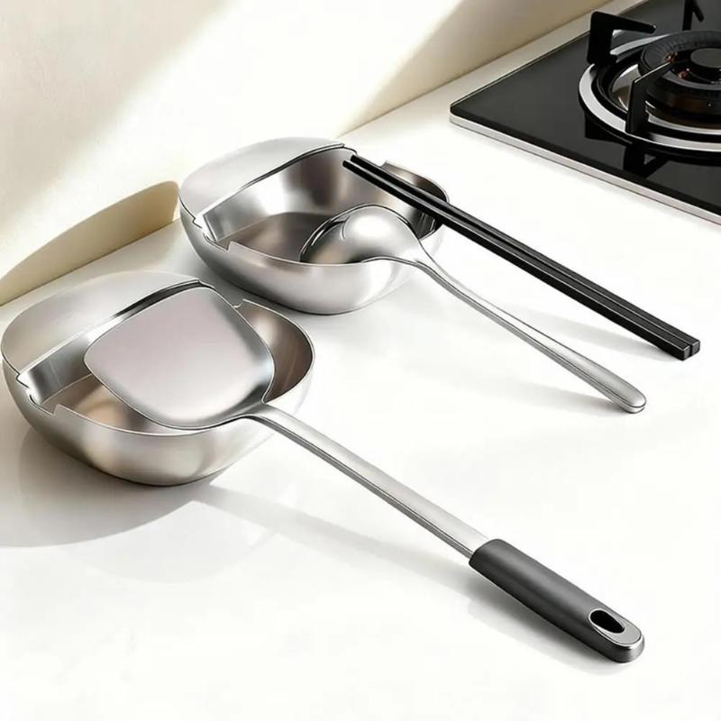 Stainless Steel Utensils Frame Self Standing Ladle Holder - Kitchen Counter Stove Spoon Spatula Organizer For Household