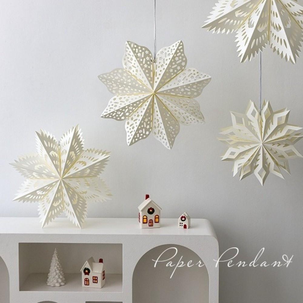 3D Hollow Out Star Paper Lantern White Star Hanging Ornaments  New Year Decor