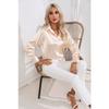 JPNTKY Women's Fashion Casual Solid Color Print Long Sleeve POLO Neck Blouses & Shirts